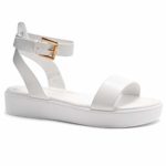 Herstyle Needed Me Women’s Fashion Ankle Strap Buckle Low Wedge Platform Heel Comfortable Sandals Shoes White/White 8.5