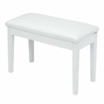 Bonnlo White Duet Piano Bench Wooden keyboard bench with Storage and Padded Cushion