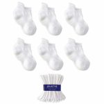 LA Active Baby Toddler Grip Ankle Socks – 6 Pairs – Non Slip/Skid Covered (White, 4-7 Years)