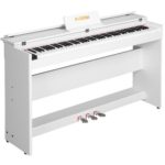 LAGRIMA Digital Piano, 88 Key Electric Keyboard Piano for Beginner W/Music Stand+Power Adapter+3-Pedal Board+Instruction Book+Headphone Jack(White Only Piano)