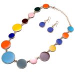 DiLiCa Women Statement Bib Necklace and Earring Set Girl Charm Costume Choker Novelty Enamel Jewelry Set