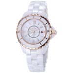 Women’s Quartz Watch NAKZEN Fashion White Analogue Watches Stainless Steel Waterproof Watch with Ceramic Band and Date Window Top Brand Luxury