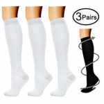 Compression Socks (3 Pairs), 15-20 mmHg is Best Athletic & Medical for Men & Women, Running, Flight, Travel, Nurses, Pregnant – Boost Performance, Blood Circulation & Recovery (Small/Medium, White)