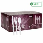 White Plastic Silverware | Heavy Duty & Solid Cutlery Disposable Utensils Set | Perfect for Weddings, Buffets, Luncheon & More | 180 Forks, 120 Spoons & 60 Knives Combo Pack | 360 Count