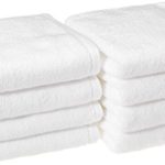 AmazonBasics Quick-Dry Hand Towels – 100% Cotton, 8-Pack, White
