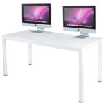 DlandHome 55″ Large Computer Desk, Composite Wood Board, Decent & Steady Home Office Desk/Workstation/Table, BS1-140WW White & White Legs, 1 Pack