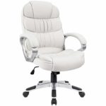 Homall Office Chair High Back Computer Desk Chair, PU Leather Adjustable Chair Ergonomic Boss Executive Management Swivel Task Chair with Padded Armrests (White)