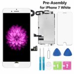 Screen Replacement for iPhone 7 White 4.7″ Pre-Assembly LCD Display Touch Digitizer with Proximity Sensor, Earpiece Speaker, Front Camera, Screen Protector, Repair Tools (for iPhone 7 White)