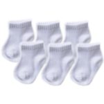 Luvable Friends Baby Basic Socks, White 6Pk 0-6 Months