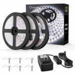 Onforu 50ft/15m Waterproof LED Strip Lights Kit, 6000K Cool White, 12V Flexible LED Rope with 450 SMD 2835 LEDs, UL Listed Power Supply with Switch, IP65 Waterproof for Indoors and Outdoors