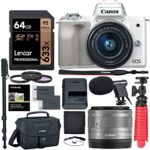 Canon EOS M50 Mirrorless Camera with 15-45mm Lens (White) with Accessory Bundle