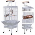 Yaheetech 61″ Wrought Iron Select Large Bird Cages Include Bungee Rope for African Grey Parrots Cockatiels Sun Parakeets Conure Lovebirds Budgies Finches Play Top Bird Cage with Stand, White