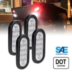 4pc 6″ Oval White LED Trailer Tail Lights [DOT Certified] [Grommet & Plug Included] [IP67 Waterproof] Reverse Back Up Trailer Lights for RV Trucks Jeep