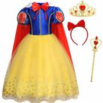 HenzWorld Snow White Princess Costume Girls Birthday Party Dress Accessories Tiara Wand Set