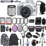 Canon EOS Rebel SL3 (White) DSLR Camera with EF-S 18-55mm f/4-5.6 is STM Lens + 2Pcs 32GB Sandisk SD Memory + Digital Flash + Filter & Macro Kits + Backpack + 50″ Tripod + More …