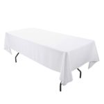 E-TEX Rectangle Tablecloth – 60 x 102 Inch Rectangular Table Cloth for 6 Foot Table in Washable Polyester White