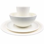 Bamboo Fiber 4-Piece Non-Breakable Dish Set – Dishwasher Safe – White Modern Design for All Ages