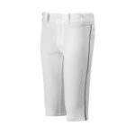 Mizuno Youth Premier Piped Short Baseball Pant, White-Black, Youth XX-Large