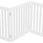 Internet’s Best Traditional Pet Gate | 3 Panel | 24 Inch Step Over Fence | Free Standing Folding Z Shape Indoor Doorway Hall Stairs Dog Puppy Gate | White | MDF