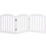 Giantex 24” Dog Gate with Arched Top for Doorway and Stairs, Configurable Free Standing Wooden Gate with Foldable Panels and Sturdy Metal Hinges, Pet Dog Safety Fence (72” W, White)