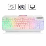 Lumsburry Rainbow LED Backlit Wired Gaming Keyboard with Anti-ghosting Keys and Multimedia Control for Window PC Gamer (White)