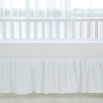 TILLYOU White Crib Skirt Dust Ruffle, 100% Natural Cotton, Nursery Crib Toddler Bedding Skirt for Baby Boys or Girls, 14″ Drop