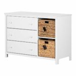 South Shore 12140 Cotton Candy 3-Drawer Dresser with Baskets, Pure White