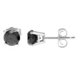 Vir Jewels 1 CT Black Diamond Stud Earrings 14k White Gold