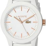 Lacoste Women’s Ladies 12.12 Stainless Steel Quartz Watch with Silicone Strap, White, 17 (Model: 2000960