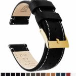 Barton Quick Release – Top Grain Leather Gold Buckle Watch Band Strap – Choice of Width – 16mm, 18mm, 20mm, 22mm or 24mm