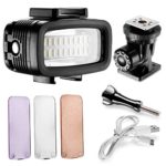 Neewer Waterproof Up to 131ft/40m Underwater 20 LED 700LM Flash Dimmable Fill Night Light with 3 Color Filter(White, Orange, Purple) for GoPro Hero 7 6 5 4 3+ 3 2 1 Action Camera and All DSLR Cameras