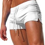 Malavita Mens Swim Trunks Pants Swimwear Shorts Slim With Zipper Pocket (M, White)