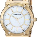 Anne Klein Women’s AK/2820WTGB Swarovski Crystal Accented Gold-Tone and White Ceramic Bracelet Watch
