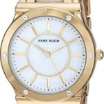 Anne Klein Women’s AK/2820WTGB Swarovski Crystal Accented Gold-Tone and White Ceramic Bracelet Watch