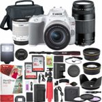 Canon EOS Rebel SL3 DSLR 4K Camera (White) with EF-S 18-55mm f/3.5-5.6 IS STM and EF 75-300mm f/4-5.6 III Double Zoom Lens Kit and SanDisk Memory Cards 16GB 2 Pack Plus Triple Battery Accessory Bundle