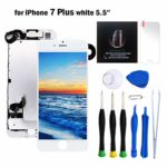 for iPhone 7 Plus Screen Replacement Kit White 5.5″ LCD Display for iPhone 7 Plus Replacement Touch Screen Digitizer Full Assembly + Front Camera + Earpiece + Repair Tools + Screen Protector (White)