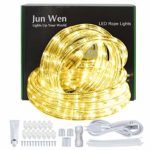 JUNWEN LED Rope Lights 432 LEDs Outdoor Indoor 39ft/12m 110V Waterproof Plugin Decorative Warm White String Ribbon Tape Lighting Flexible Connectable Battery Powered Connector Fuse Holder