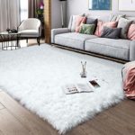 Noahas Faux Sheepskin Area Rugs Silky Long Wool Carpet for Living Room Bedroom, Children Play Dormitory Home Decor Rug, 5ft x 8ft White