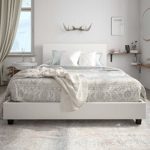 Carley Upholstered Bed, White Faux Leather, Queen
