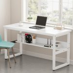 Tribesigns Computer Desk with Bookshelf Works as Office Desk Study Table Workstation for Home Office (55‘’, All White)