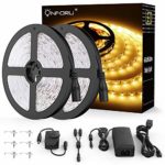 Onforu 66ft Dimmable LED Strip Lights Kit, UL Listed Power Supply, 3000K Warm White, 20m 1200 Units SMD 2835 LEDs, 12V LED Rope, Under Cabinet Lighting Strips with Dimmer, Non-Waterproof LED Tape