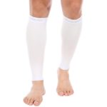 Doc Miller Premium Calf Compression Sleeve 1 Pair 20-30mmHg Strong Calf Support Graduated Pressure for Sports Running Muscle Recovery Shin Splints Varicose Veins (White, XX-Large)