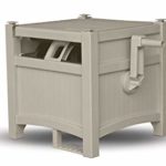 Suncast Resin Outdoor Hose Hideaway with Hose Guide – Durable Hose Storage Reel with Crank Handle, EasyLink System, and Hose Guide – 100′ Hose Capacity – Taupe