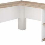 Ameriwood Home Dakota L-Shaped Desk with Bookshelves, White/ Sonoma Oak