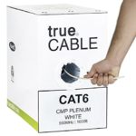 Cat6 Plenum (CMP), 1000ft, White, 23AWG 4 Pair Solid Bare Copper, 550MHz, ETL Listed, Unshielded Twisted Pair (UTP), Bulk Ethernet Cable, trueCABLE