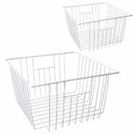 MOHICO Freezer Basket Wire Storage Basket Bins Organizer with Handles for Kitchen, Pantry, Freezer, Cabinet – Pearl White (set of 2)