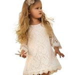 CVERRE Flower Girl Lace Dress Country Dresses Sleeves 7-16 (White, 170)
