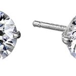 Jewelili 10kt White Gold Stud Earring set with Round Cut Swarovski Zirconia (1 cttw) – New
