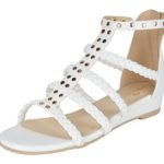 DREAM PAIRS Women’s Formosa_6 White Pu Low Platform Wedges Ankle Strap Sandals Size 7.5 B(M) US