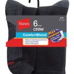 Hanes Men’s ComfortBlend Max Cushion Crew Socks 6-Pack